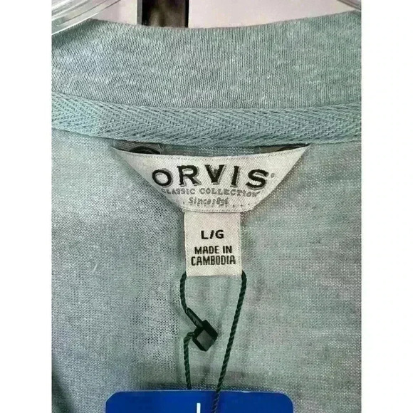 Orvis Women's Relaxed Fit Pullover 3/4 Sleeve Linen‎ Blend Top Size L Green NWT - Picture 5 of 8
